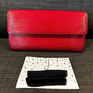 Authentic Louis Vuitton Sarah Wallet in Red Epi